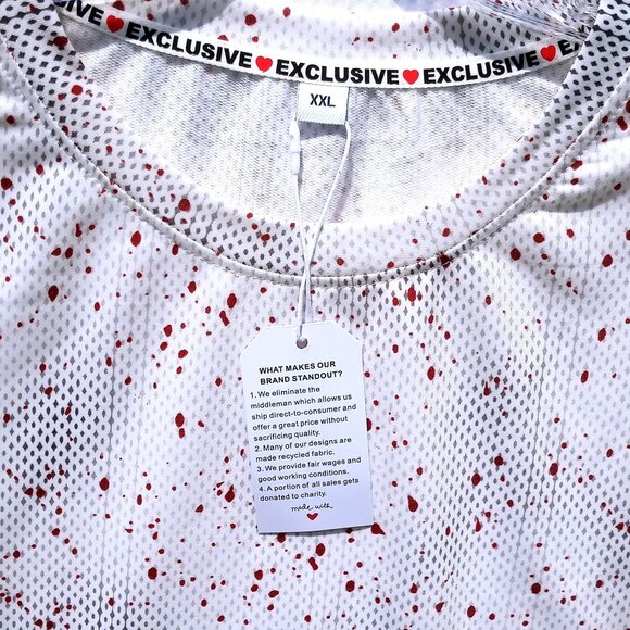 Exclusive Women's Shirt XXL Red White Forest Dotted Print Long Sleeve Blouse - Picture 3 of 11